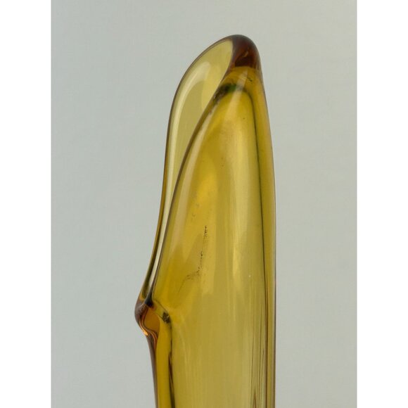 Fenton Colonial Vintage Amber Glass Art Swung Vase Thumbprint Base 12" Boho - Picture 11 of 15